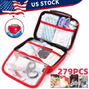 279 Pcs First Aid Kit Bag All Purpose Emergency Survival Home Car Medical Bag US - Picture 1 of 15