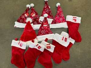 Merry Bright Santa Claus Hat Size Adult and Stockings Lot of 12 NEW! - Picture 1 of 1