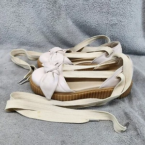 Fenty Puma Shoes Womens Size 8.5 Tan Bow Creeper Sandals - Picture 1 of 13