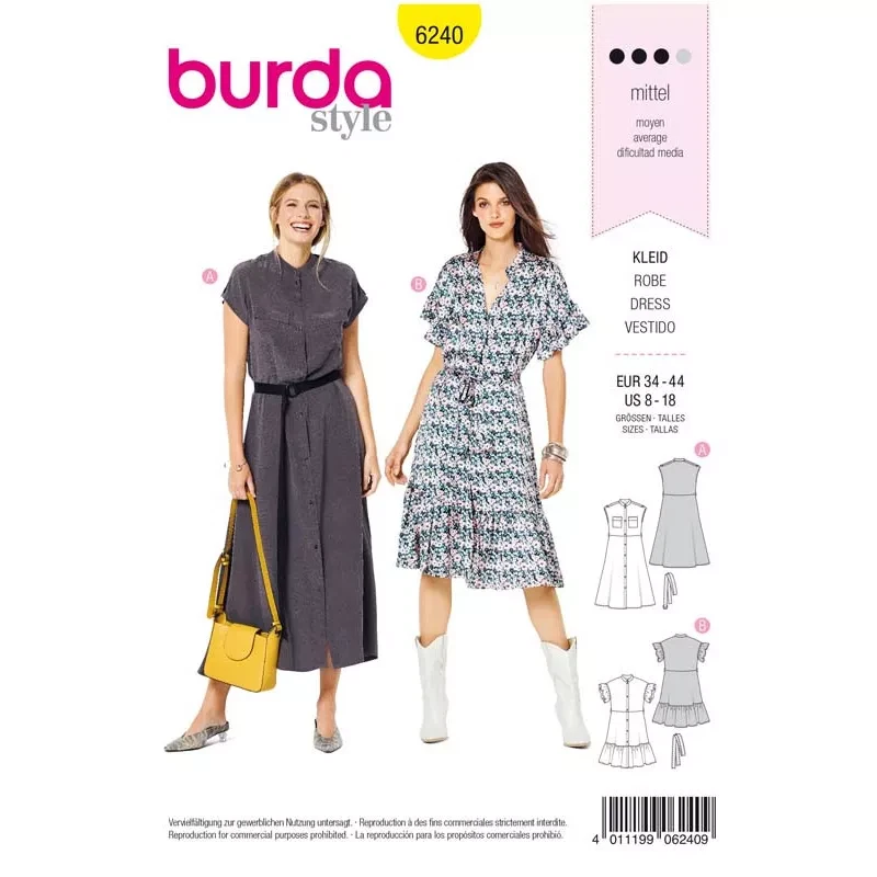 6240 PATRON BURDA  CREATIONS ROBE ELEGANTE FLUIDE     36 AU 46 - Photo 1/1