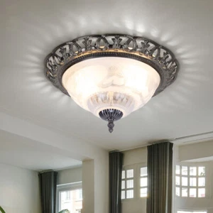 Deckenlampe Deckenleuchte Wohnzimmerlampe Antik Glas perlmutt silber 2 flammig - Bild 1 von 12