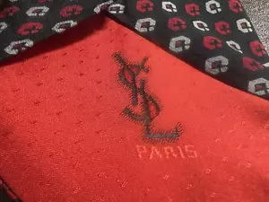 Corbata De Seda YVES SAINT LAURENT Roja Negra Blanca Seda Pura - Imagen 1 de 7