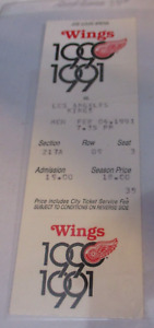 LOS ANGELES AT DETROIT RED WINGS 2-4-91 Full Ticket Yzerman 2 Goals Gretzky 2Pts
