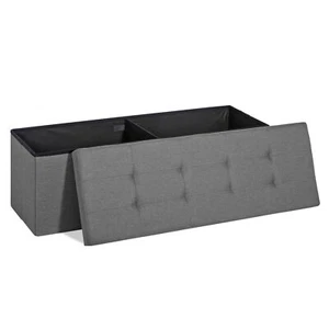 43" Folding Storage Footrest Stool Ottoman Bench Chest Box with Lid Light Grey - Picture 1 of 24