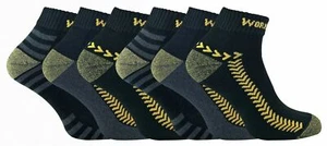 New Men's 6 Pair Pack Trainer Crew Reinforced Heel & Toe Work Boot Cotton Socks - Picture 1 of 2