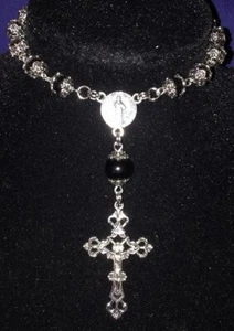 * St Benedict Black Onyx Rosary Bracelet * - Picture 1 of 2