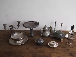Vintage Antique Silver Plate Pewter Christofle Float Bowl Comport Candelabra - Picture 1 of 15