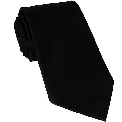 New Poly classic men's Necktie only solid formal wedding party uniform Black - Image 1 of 3