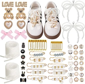 72 Pcs Sneaker Charms, Shoelace Charms for Sneakers, Pearl Rhinestone Brooches a - Picture 1 of 12