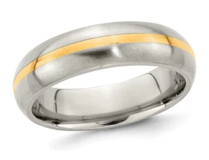 Mens 6mm Titanium Wedding Band Ring with 14K Gold Inlay - Picture 1 of 4