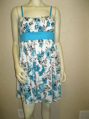 VESTIDO DE SOL MI MICHELLE CORREA ESPAGUETI BLANCO NEGRO AGUAMARINA IMPERIO FLORAL TALLA 5   Foto 1 de 4