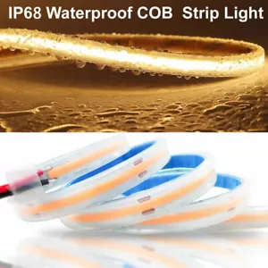 12V 5M Cob Led Strip Light 384Leds/M IP68 Waterproof Rope Tape Flex Decor Lamp - Picture 1 of 45