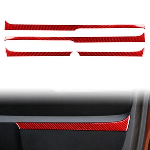 4Pcs Carbon Fiber Inner Door Panel Trim Cover For Toyota Tundra 2014-2021 Red - Picture 1 of 9