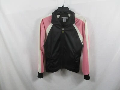 Chaqueta para mujer Oleg Cassini mediana negra con cremallera atlética poliéster rosa blanco Foto 1 de 4