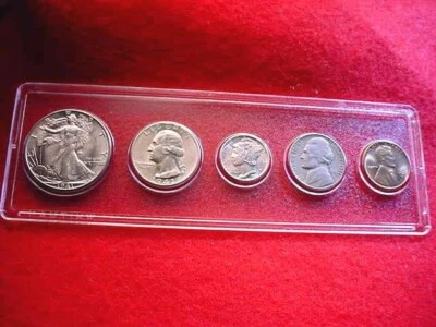 1941-D 5 COIN DENVER MINT SET 90% SILVER COINS 4 COINS ARE BU!!    #3 - Image 1 of 4