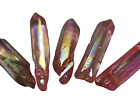 Rose Aura Quartz Crystals Lot Of 5 From Brazil For Jewelry Making