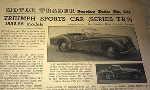 1952 1953 1954 1955  TRIUMPH TR2  Sports Car Motor Trader Data Sheets - Picture 1 of 5