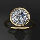 White Moissanite 2.00 Ct Round Solitaire Engagement Ring 14K Yellow Gold Plated
