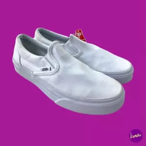 VANS Classic Slip On Trainers, 721356, Canvas Uppers, White, UK 3/EU 35 - Picture 1 of 5
