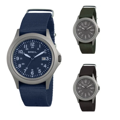 Orologio Uomo BREIL ARMY Tessuto Cordura Nero Verde Blu WR 50mt Canvas Sport Man - Immagine 1 di 4