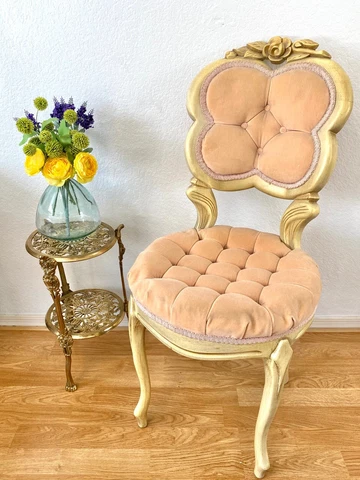 Vintage Pink Tufted Vanity Chair by Victorian French Provincial Style Cover