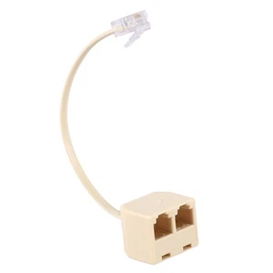 RJ11 6P4C 2 Way Outlet Telephone Jack Line Splitter Adapter Beige - Picture 1 of 9