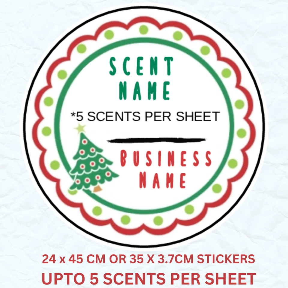 70 x WAX MELT TOP STICKERS -3.7 CM- Christmas Tree Wax Candle upto 5 scents - Image 1 of 1