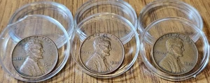 Vintage 1942, 1944, 1945 RARE Lincoln No Mint Mark Wheat Penny 3-Penny Set - Picture 1 of 2