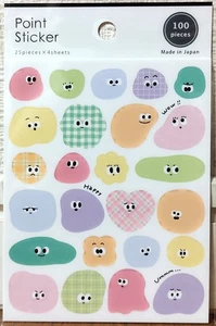 GAIA Kawaii Funny Face Design Point Sticker 100 Kids Gift 2025 MADE IN JAPAN - Picture 1 of 2