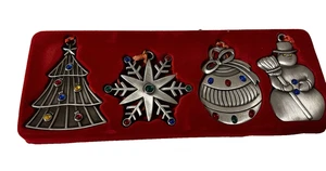 Belk Pewter 4 Christmas Ornaments. NEW Open box - Bild 1 von 4