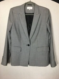 REISS Romy Blazer Jacket UK 14 Black & White Micro Check Lined Wool Blend Office - Picture 1 of 19