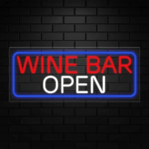 Open Wine Bar Neon Sign for Retail Displays | LED Flex Neon | 32"W x 13"H x 1"D - Picture 1 of 5