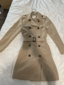 H&M Women Beige Double Breasted Trench Coat XS UK 4-6 - Picture 1 of 5