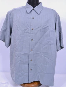 Mens Shirt Adult XL Gray Pinstripe Rayon Poly Pocket Button up Casual Dress - Picture 1 of 8