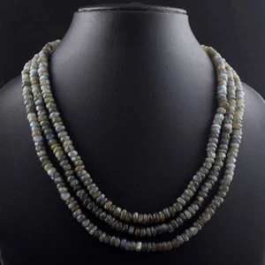 Gorgeous 3 Strand 500 Cts Amazing Flash Labradorite Beaded Necklace VK 06 E590 - Picture 1 of 3