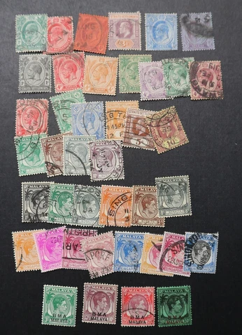 STRAITS SETTLEMENTS & SINGAPORE - Vintage Collection (41 all different stamps) Cover
