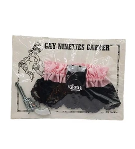 Vintage Knott's Berry Farm Gay Nineties Showgirl Garter NIB By Jackie Black Pink - Picture 1 of 8