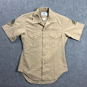 DSCP Shirt Mens 15.5 Beige Uniform Button Up Valor Polyester Wool Khaki Adults - Picture 1 of 9