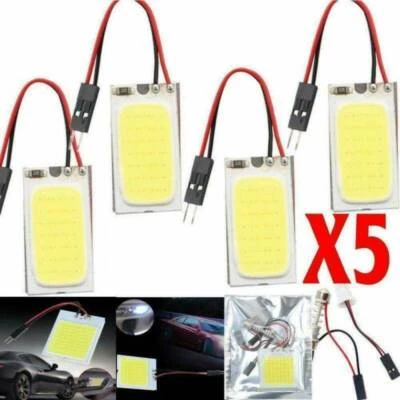 5PCS White 48 SMD COB LED T10 4W 12V Car Interior Panel Light Dome Lamp Bulb Set - Image 1 of 4