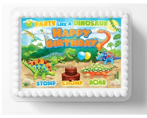 Dinosaur Dino Design Edible Image Personalized Edible Birthday Cake Topper - Picture 1 of 1