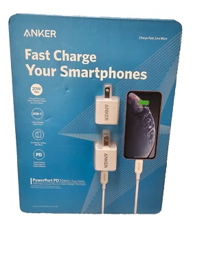 Anker Powerport PD Nano 20W USB-C Fast Wall Charger 2 Pack White - Image 1 of 2