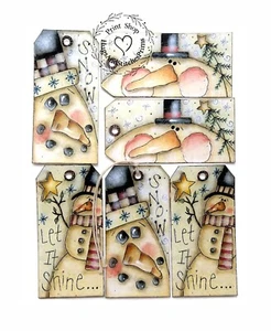 Hang Tags WHIMSICAL SNOWMAN MIXED CHRISTMAS TAGS #T 13 Gift Tags - Picture 1 of 4