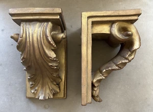 Par de estantes grandes de soporte de pared de hoja de acanto 1991 HPI - Imagen 1 de 7