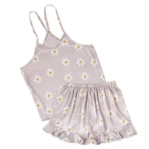 Summer Ruffle Cami Tops with Shorts Pajamas Sets Womens Lounge Daisy Pack of 2 - Picture 1 of 6