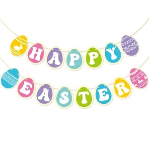 Happy Easter Banner, Happy Spring for Easter, Pre-Strung, Happy Easter Day Ho... - Picture 1 of 7