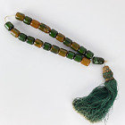 Antique Large Marbled Green Bakelite Islamic Worry Prayer Beads 476 Grams Tassel