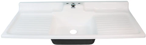 1950 Vtg. Porcelain & Cast Iron Double Drain Board 5 Foot Acid Resistant Sink Cover