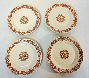 Vintage 4 Shenango China Dinner Plates Red Swirl Scroll Pattern Restaurant Ware - Picture 1 of 12
