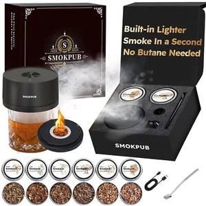 Electric Whiskey Smoker Kit with 6 Wood Chips, Rechargeable Cocktail Smoker Kit - Picture 1 of 8