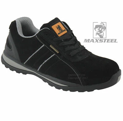 MAXSTEEL MENS SAFETY TRAINERS SHOES LADIES LEATHER BOOTS WORK STEEL TOE CAP HIKER ANKLE